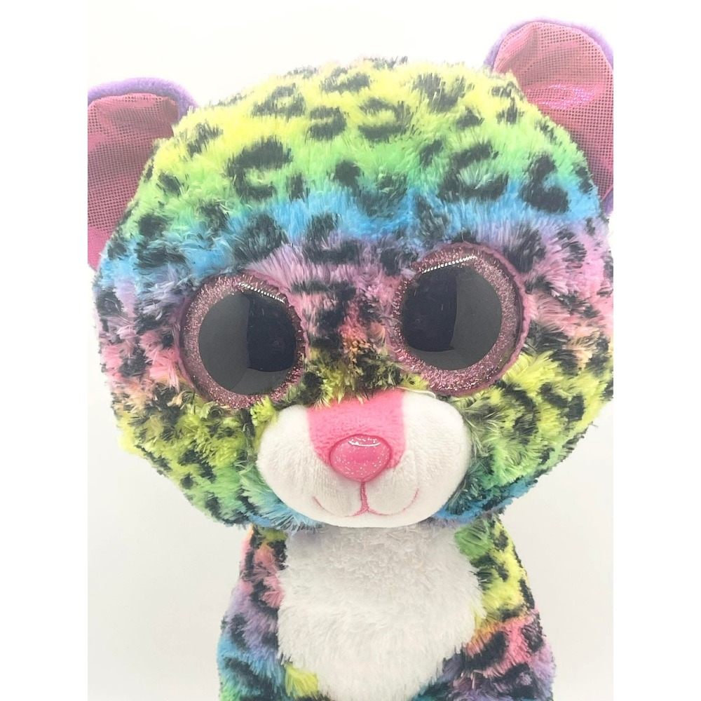 Ty Beanie Boo Dotty‎ Rainbow Leopard Plush TySilk Glitter Eyes